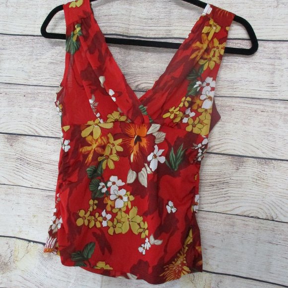 Nine West Red Floral Swimsuit Cover-Up Tank Top - Picture 3 of 7